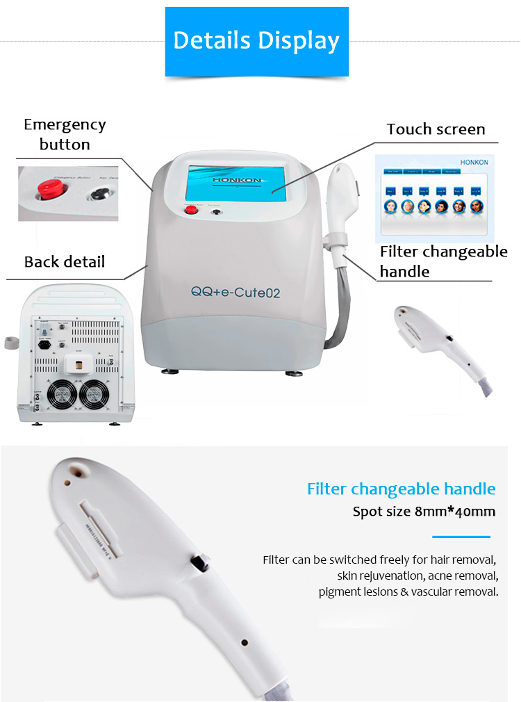 QQ+E Cute02 Depilación IPL/E-Light portátil Rejuvenecimiento de la piel Pigmentación Lesión vascular