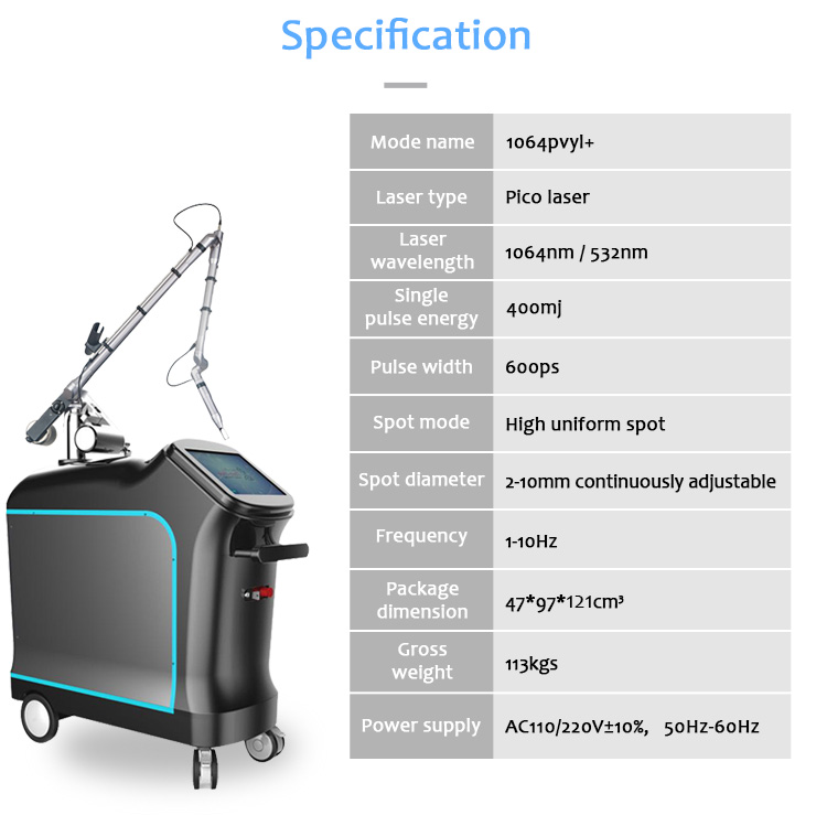 1064pvyl + Высокое качество 1064 нм и 532 нм пиколазер/пикосекундный лазер для удаления татуировок, пигментации, роскошное оборудование