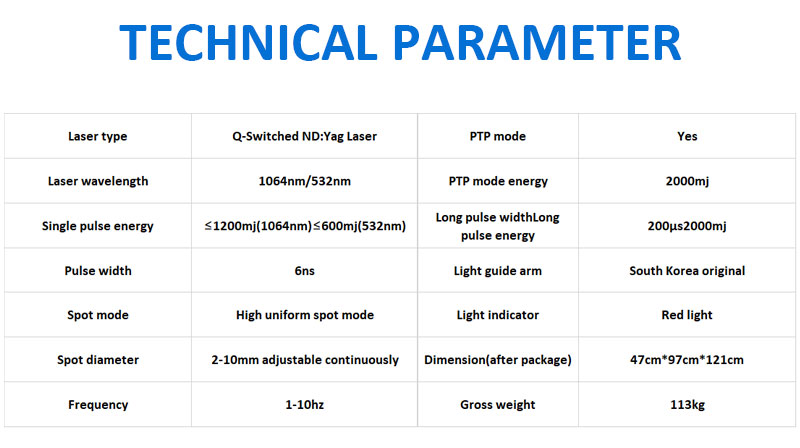 1064nm Q-Switched ND:YAG Lazer, Lazer Tatu Silme Maşın, Piqment Lezyonları Silmə Maşın, 1064QVYL