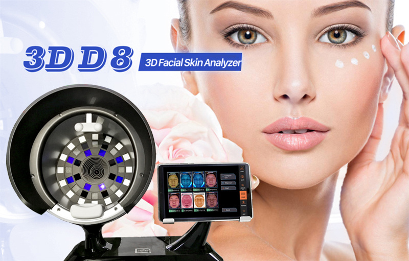 3D sejas ādas analizators ar 8 veidu attēliem un gaismas avotiem