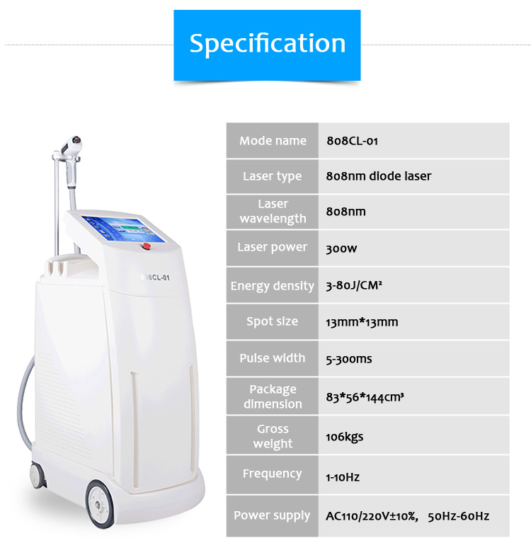 808CL-01 808nm Diode Laser Permanent Hair Removal Machine