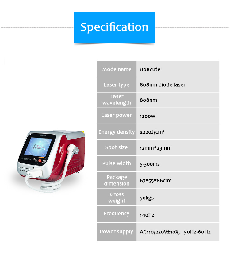 808CUTE 808nm diodes lāzera pastāvīga matu noņemšanas iekārta