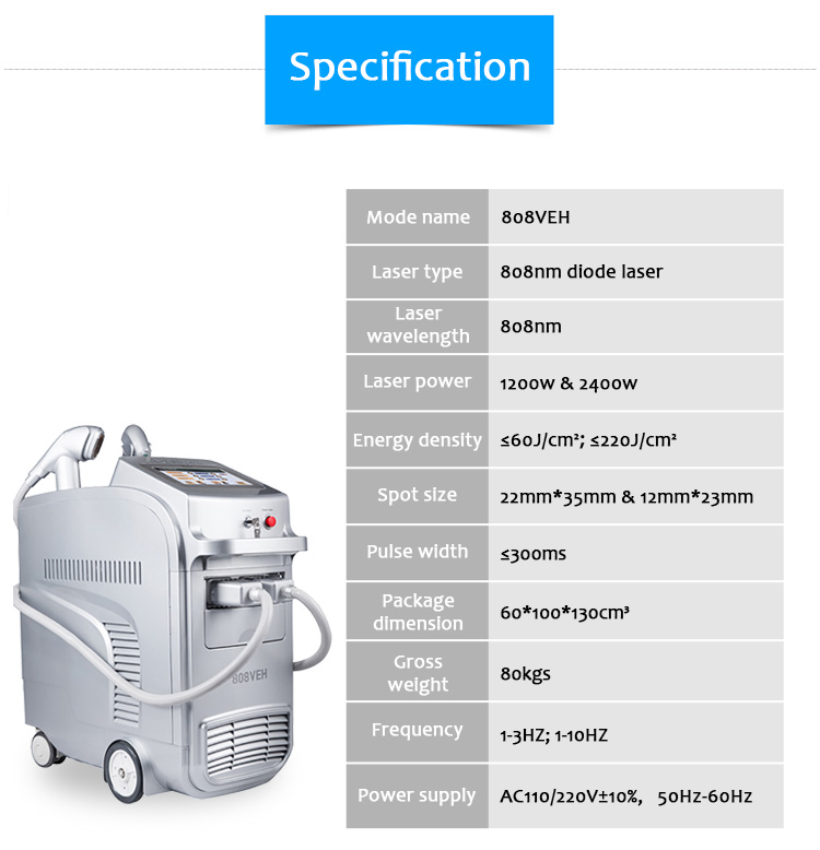 808VEH 808nm diodes lāzera pastāvīga matu noņemšanas iekārta