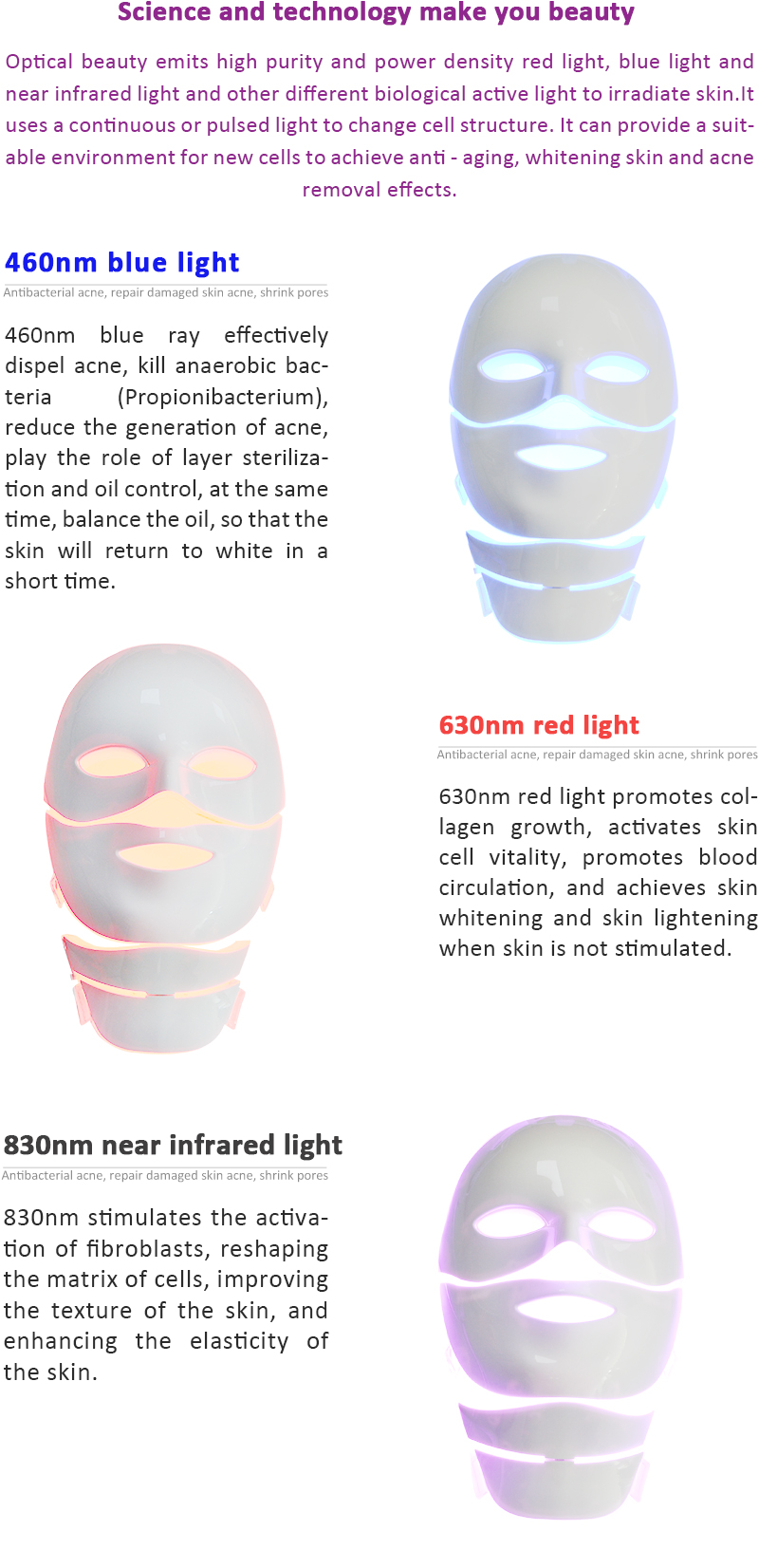 ML04 PDT fotonų odos atjauninimo ir raukšlių šalinimo LED veido kaukė