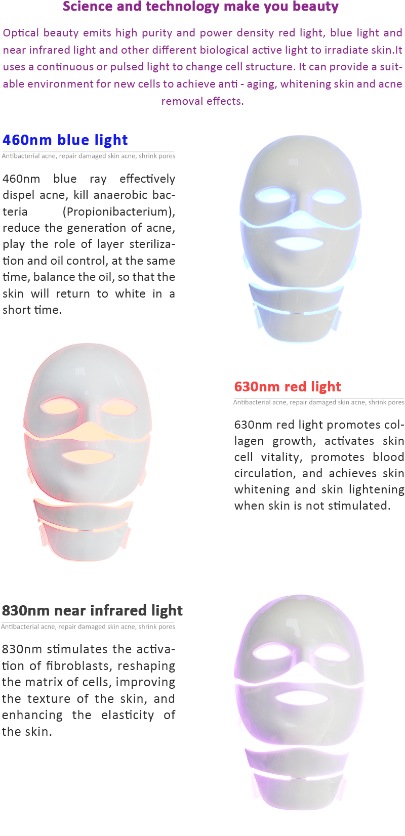 Mascarilla LED para rejuvenecimiento de la piel y eliminación de arrugas con fotones ML04 PDT