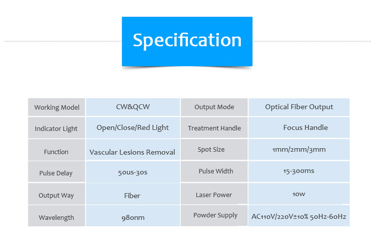 980F 980nm Diode Laser Vascular Spider Vein Removal Machine