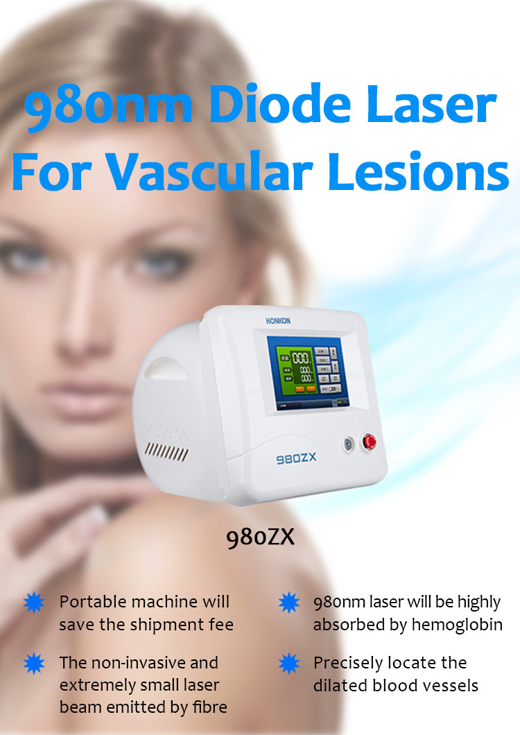 980ZX 980nm Diode Laser Blood Vessal Removal Spider Vein Removal Vascular Lesion