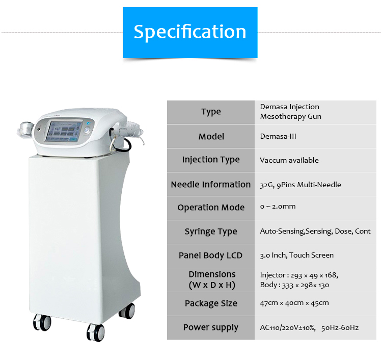 Demasa-Ⅲ Mesotherapy Gun 9 Pins Needles Water Injection Meso Gun