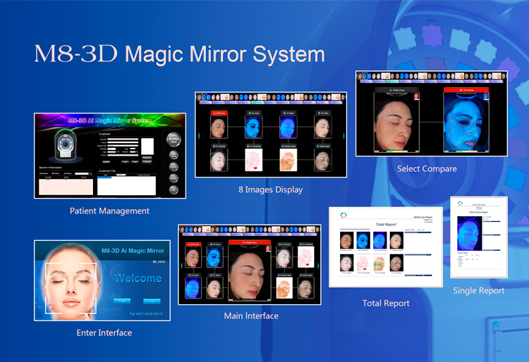 M8-3D Magic Mirror System sejas ādas analizators