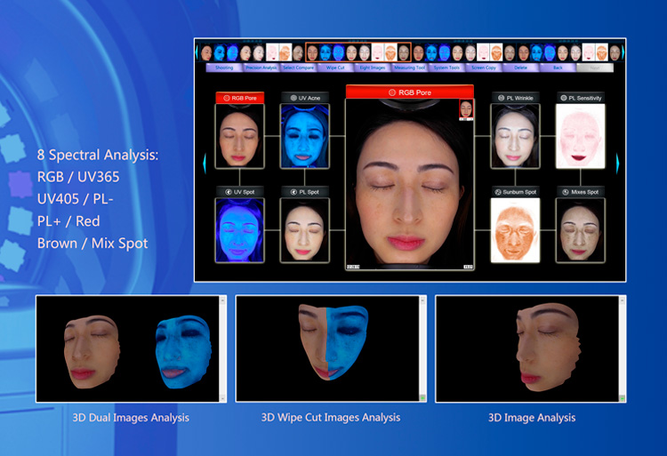 M8-3D Magic Mirror System sejas ādas analizators