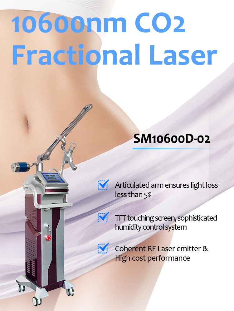 Láser fraccional de CO2 de 10600 nm, Máquina de eliminación de tatuajes con láser, Máquina de eliminación de cicatrices y cicatrices de acné, Máquina de ajuste vaginal, SM10600D-02