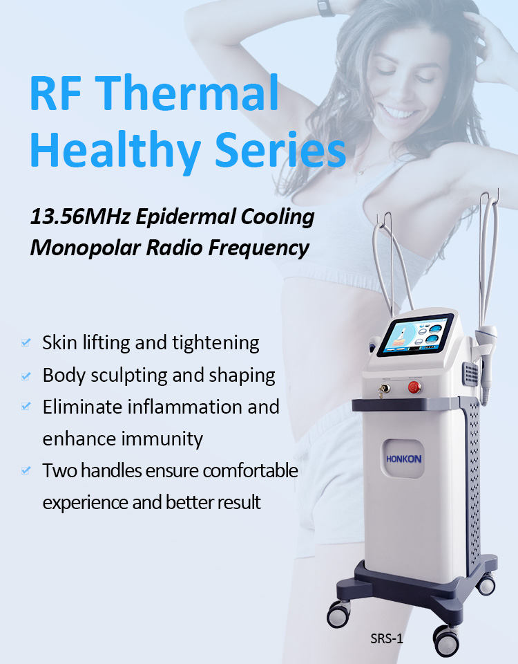 SRS-1 13,56 Mhz epidermas dzesēšanas monopolārais RF ādas pacelšanas un pievilkšanas skaistumkopšanas aparāts