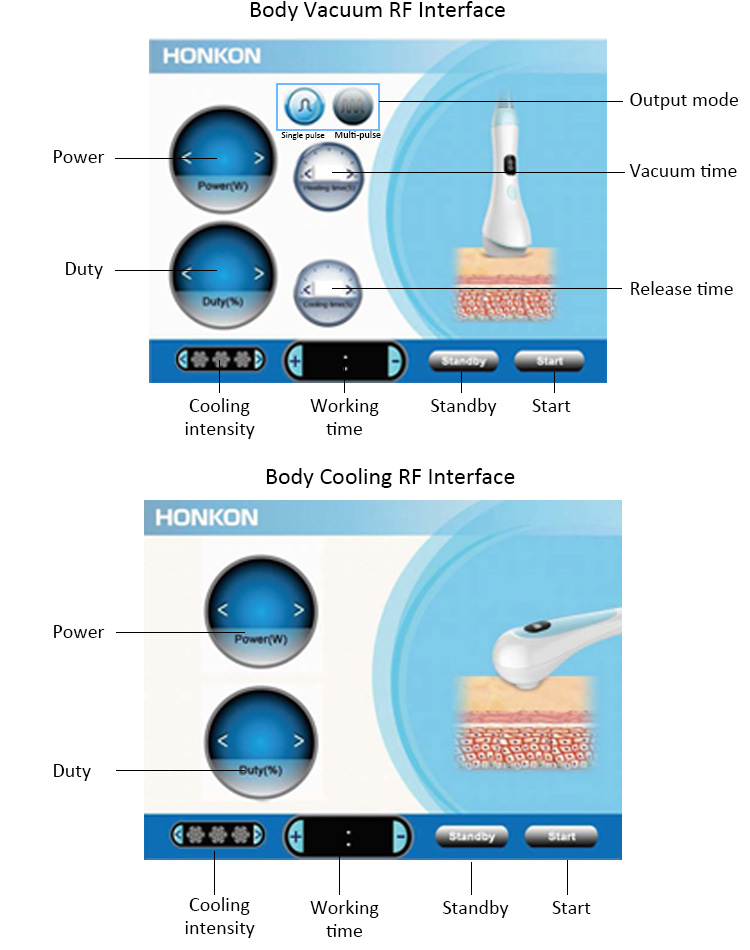 Máquina de belleza para estiramiento y estiramiento de la piel monopolar RF con enfriamiento epidérmico SRS-1 13,56 Mhz