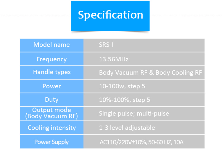 SRS-1 13.56Mhz Epidermal Cooling Monopolar RF Skin Lifting and Tightening Beauty Machine