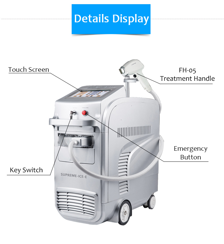1064nm Q-Switched ND:YAG Laser, 808nm Diode Laser, Diode Laser Hair Removal Machine, Supreme ICE-E