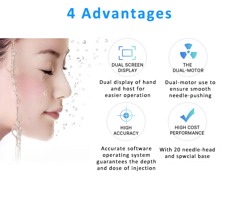 Anti-Wrinkle Facial Moisturizing Hydra Facial Skin Tightening Wrinkle Removal Skin Whitening 9 Pins Needles Mesogun Injector