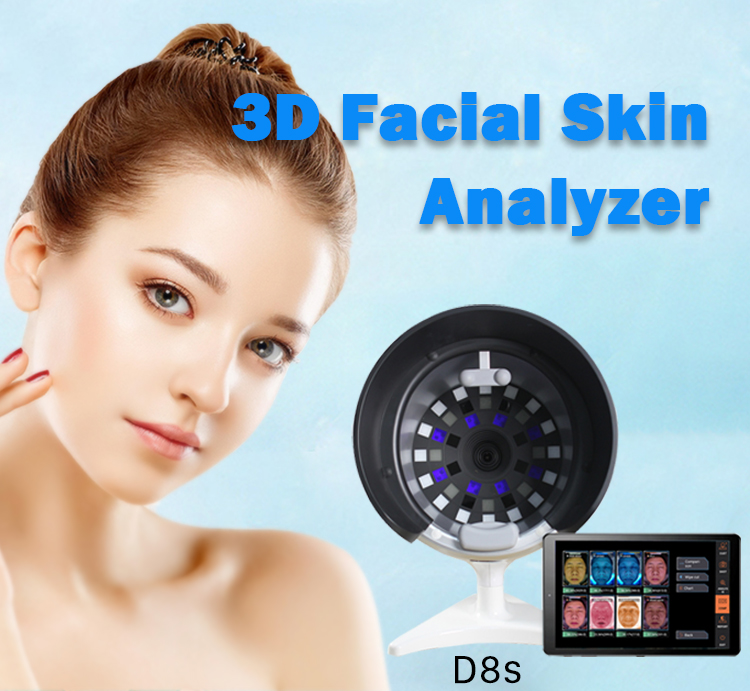 Analizador de piel facial 3D D8S con 8 tipos de imágenes y fuentes de luz