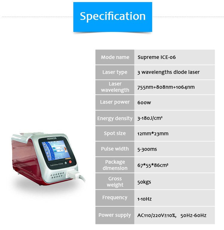 Supreme ICE-06 755 nm 808 nm 1064 nm diodinis lazeris nuolatinis plaukų šalinimo aparatas