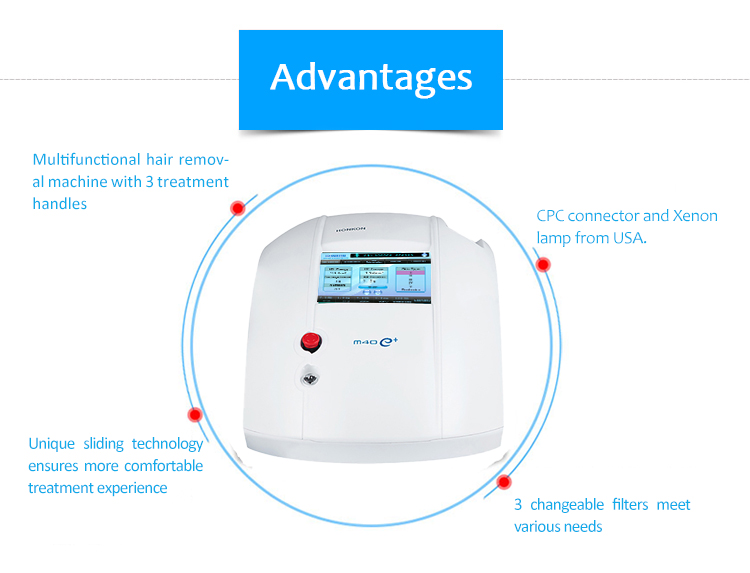 M40e+ Depilación portátil IPL/E-Light Rejuvenecimiento de la piel Bipolar RF Estiramiento y elevación de la piel