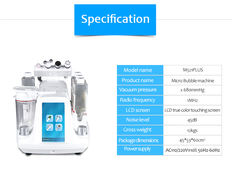 M521plus Нүүрний ус чийгшүүлэгч арьсны гүн цэвэрлэх, залуужуулах зориулалттай бичил бөмбөлөгтэй машин