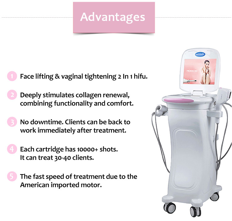 SM Smart02 HIFU Estiramiento de la piel Eliminación de arrugas Estiramiento facial Estiramiento vaginal Equipo de salón de belleza