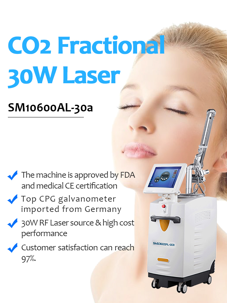 SM10600AL-30a 10600nm CO2 Fraksiyalı Lazer Dərinin Yenilənməsi və Dartma İşarələrinin Sökülməsi üçün Tibbi Maşın