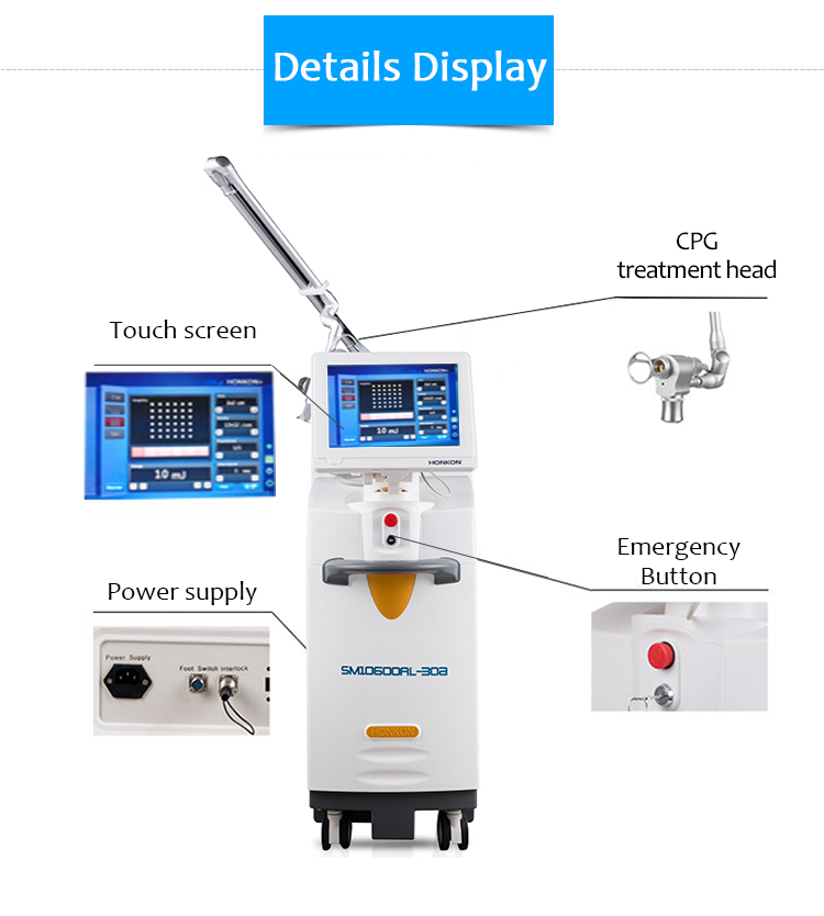 Máquina médica de rejuvenecimiento cutáneo y eliminación de estrías con láser fraccional de CO2 SM10600AL-30a 10600nm